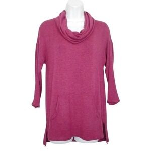 Market Spruce Top XS Burgundy Red‎ Cowl Neck 3/4 Sleeve Pocket Stretch Casual